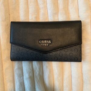 Guess Black Signature Envelope Wallet